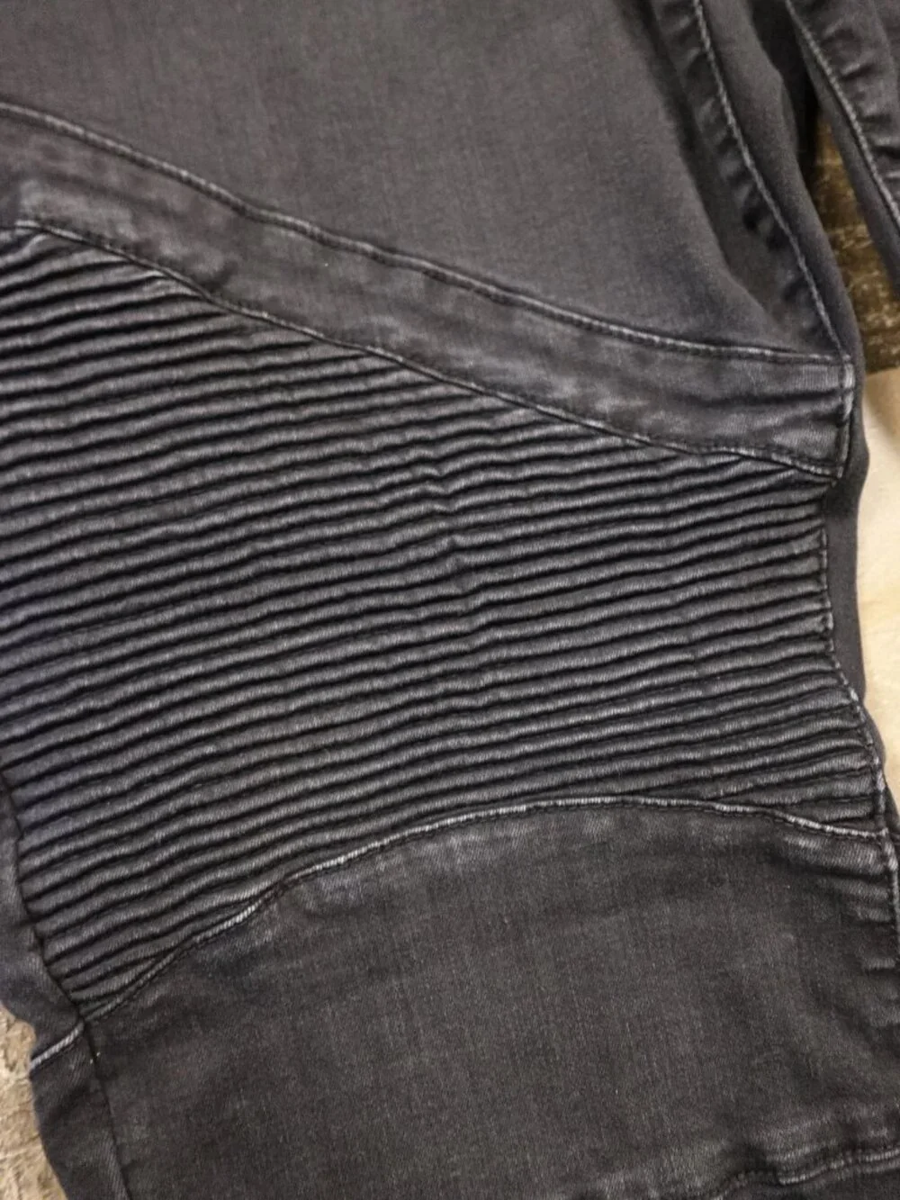 ZLZ Denim‎ Biker Jeans Men’s 38 Black Skinny Moto Zip Pocket Stretch Pants
